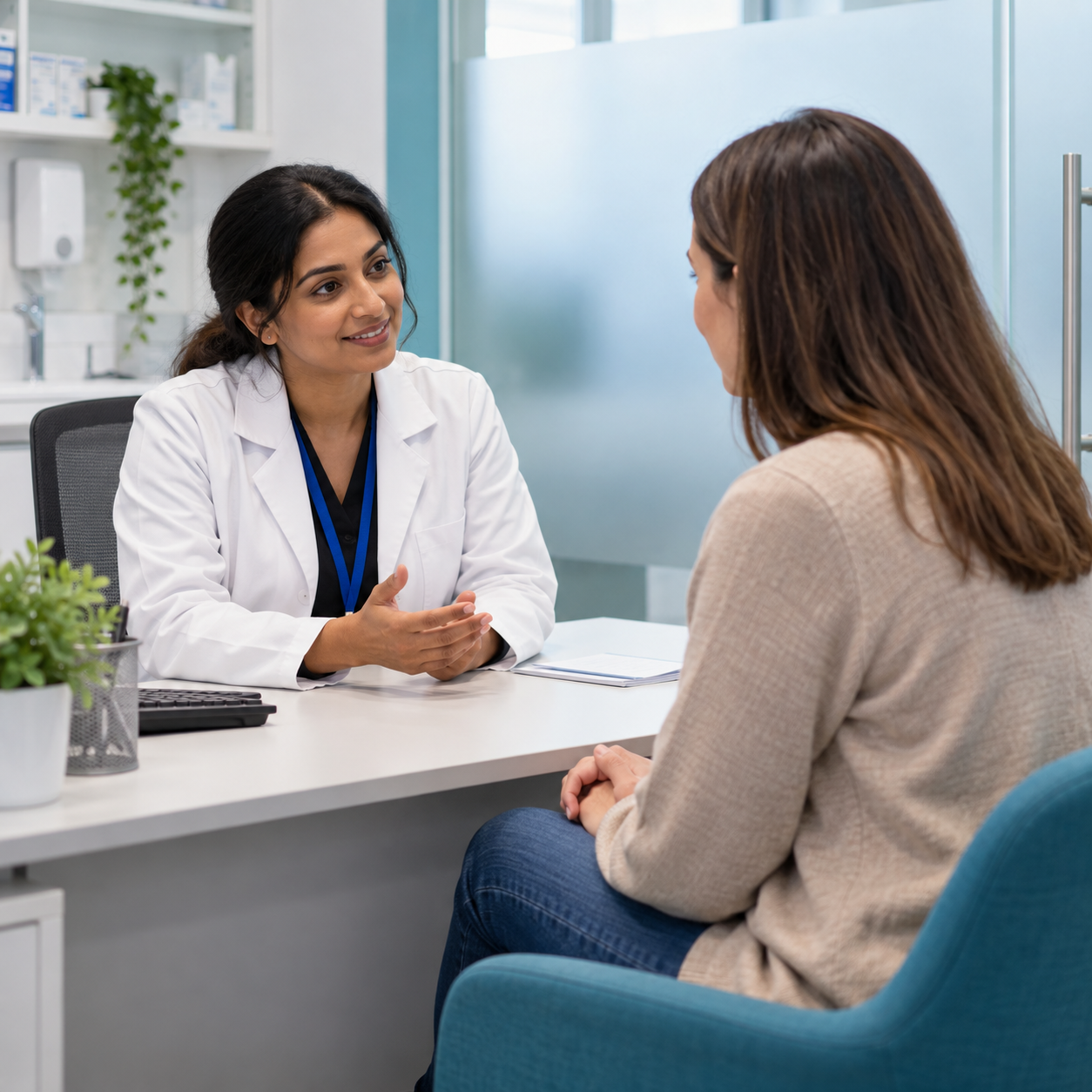 Confidential period delay consultation with a pharmacist